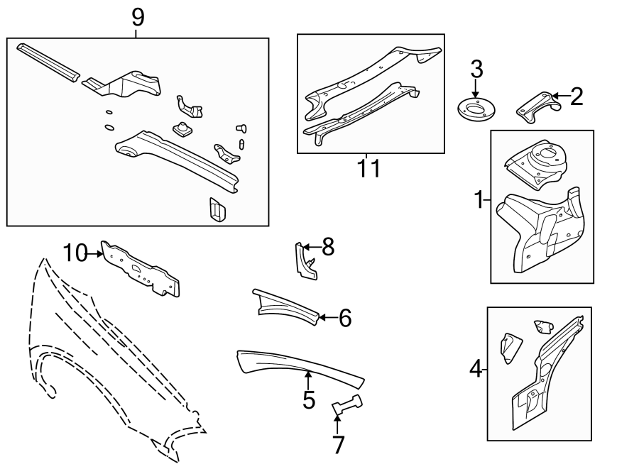 8Fender. Structural components & rails.https://images.simplepart.com/images/parts/motor/fullsize/PH98120.png