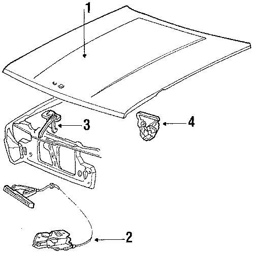 Diagram HOOD & COMPONENTS. for your 1988 Dodge Daytona   