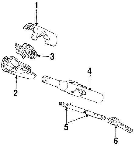 6STEERING COLUMN. HOUSING & COMPONENTS. SHAFT & INTERNAL COMPONENTS. SHROUD. SWITCHES & LEVERS.https://images.simplepart.com/images/parts/motor/fullsize/PJ87093.png