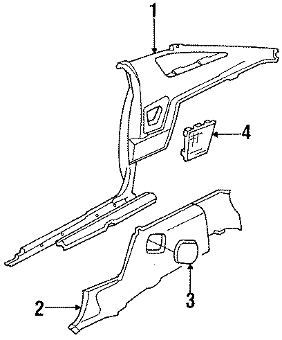 Diagram QUARTER PANEL. INTERIOR TRIM. for your 1990 Dodge Daytona 2.2L M/T Base Hatchback 