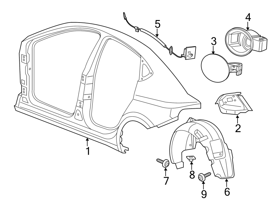 Diagram QUARTER PANEL & COMPONENTS. for your 2011 Chrysler 200   