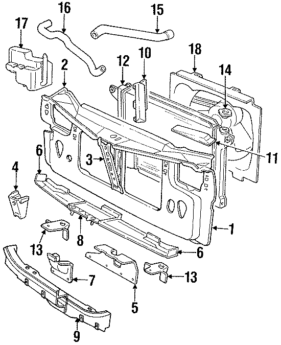 COOLING FAN. RADIATOR & COMPONENTS. RADIATOR SUPPORT.