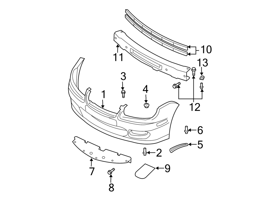 4FRONT BUMPER & GRILLE. BUMPER & COMPONENTS.https://images.simplepart.com/images/parts/motor/fullsize/PL00011.png