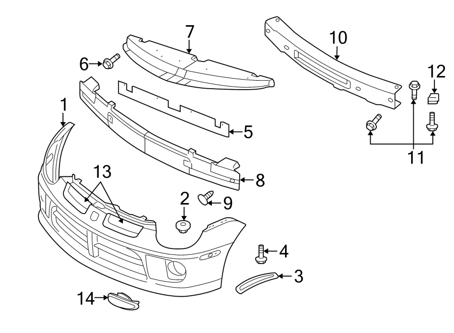 2FRONT BUMPER & GRILLE. BUMPER & COMPONENTS.https://images.simplepart.com/images/parts/motor/fullsize/PL00013.png