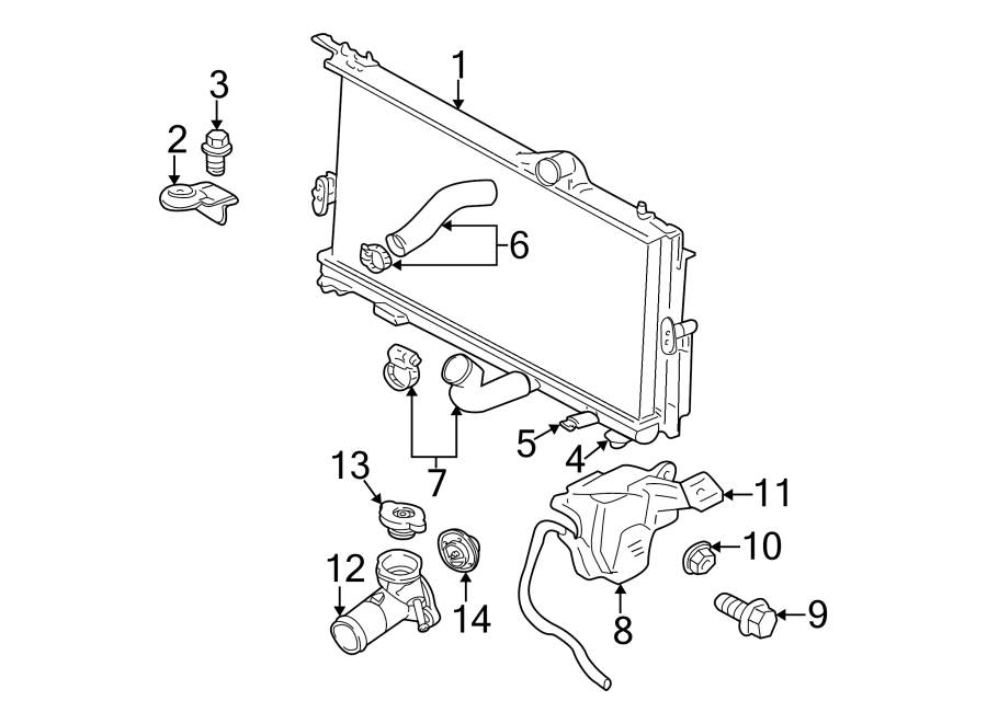 Diagram RADIATOR & COMPONENTS. for your Jeep