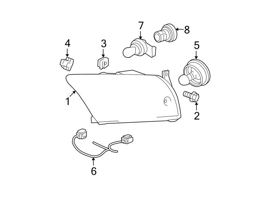 Diagram FRONT LAMPS. HEADLAMP COMPONENTS. for your Chrysler Concorde  