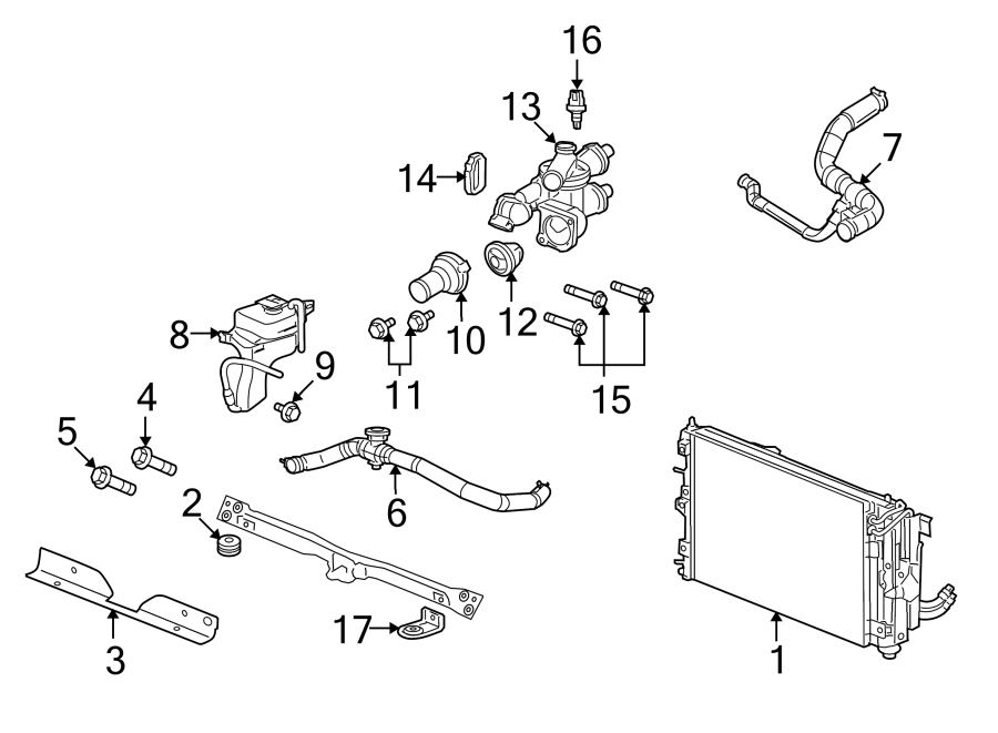 Diagram RADIATOR & COMPONENTS. for your 2014 Jeep Wrangler   