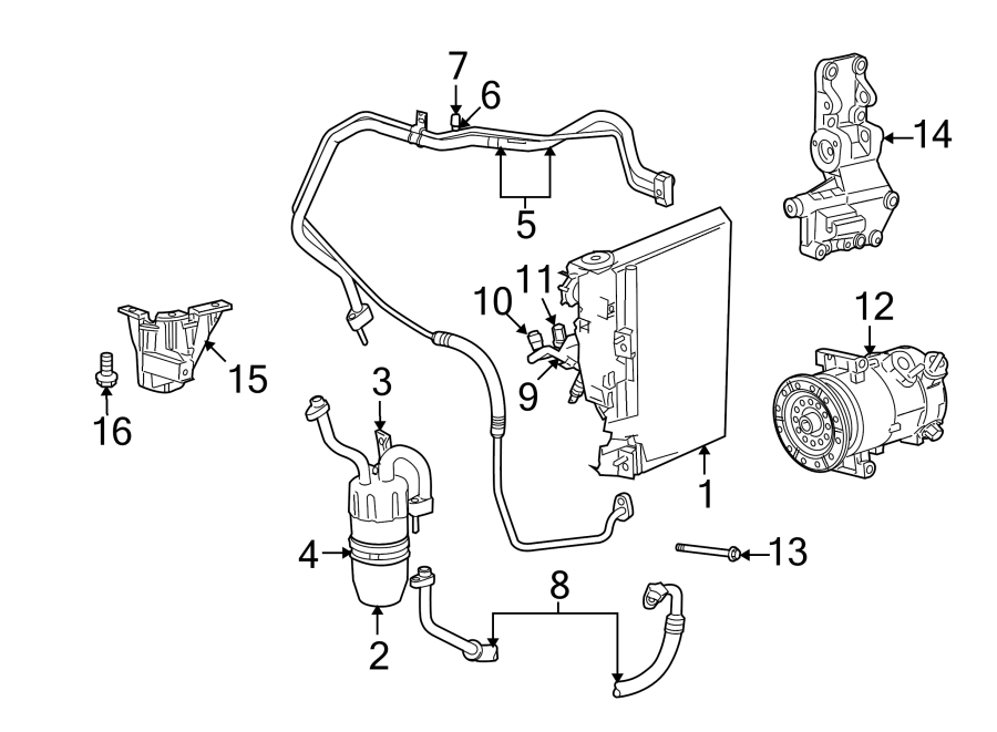 Diagram AIR CONDITIONER & HEATER. COMPRESSOR & LINES. CONDENSER. for your 2023 Ram 1500   