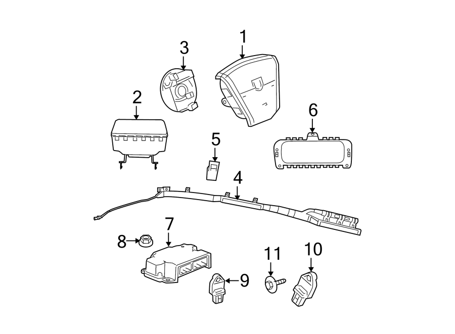 Diagram Restraint systems. Air bag components. for your 2023 Ram 2500 6.7L 6 cylinder DIESEL A/T RWD Lone Star Crew Cab Pickup Fleetside 