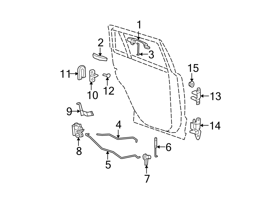 Rear door. Lock & hardware. Diagram