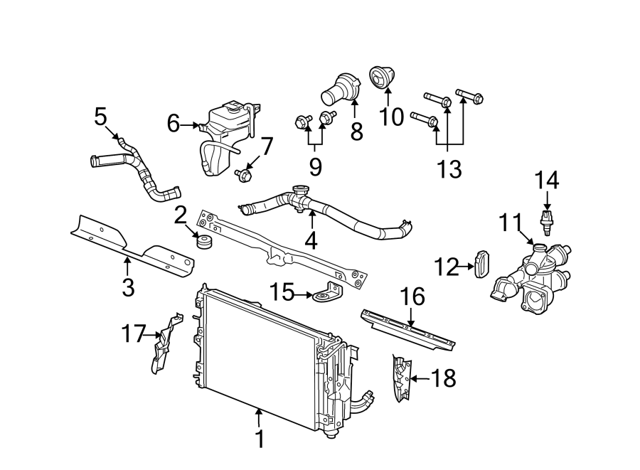 Diagram RADIATOR & COMPONENTS. for your 2017 Jeep Wrangler   