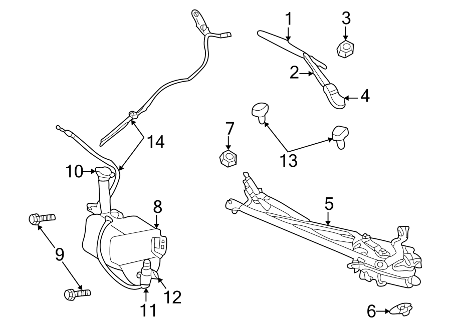 Diagram WINDSHIELD. WIPER & WASHER COMPONENTS. for your 2018 Jeep Grand Cherokee 3.0L EcoDiesel V6 DIESEL A/T AWD Limited Sport Utility 