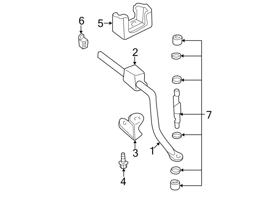 REAR SUSPENSION. STABILIZER BAR & COMPONENTS.