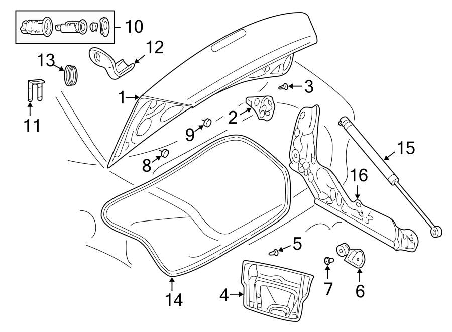 Diagram TRUNK LID. LID & COMPONENTS. for your 2018 Jeep Grand Cherokee 3.0L EcoDiesel V6 DIESEL A/T AWD Limited Sport Utility 