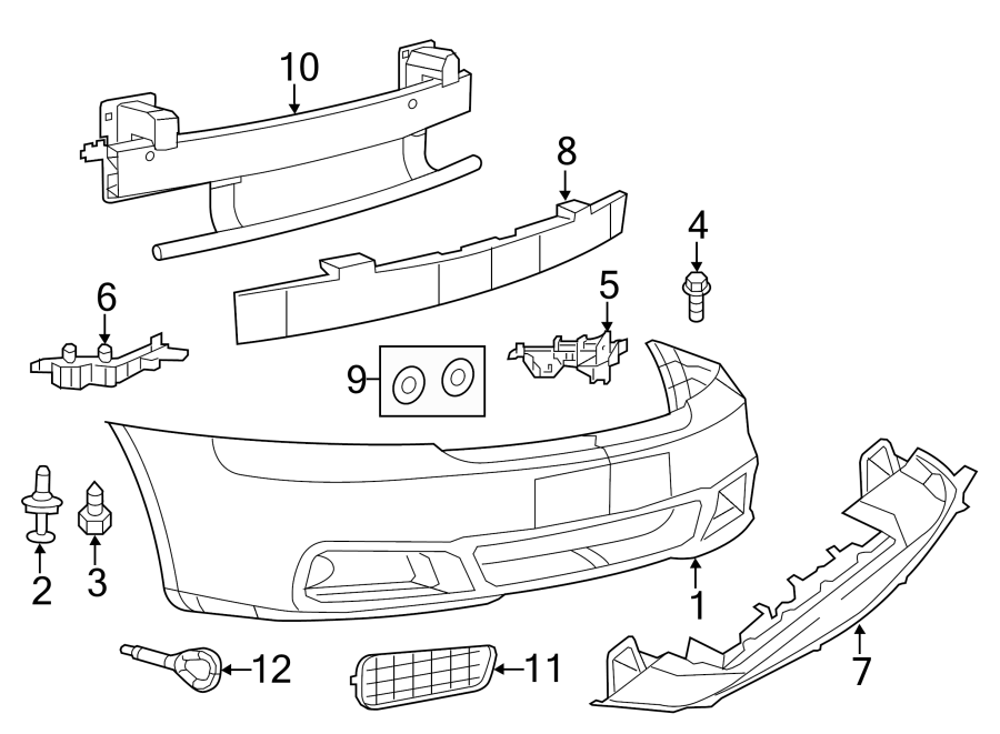 Diagram FRONT BUMPER. BUMPER & COMPONENTS. for your 2018 Jeep Grand Cherokee 3.0L EcoDiesel V6 DIESEL A/T AWD Limited Sport Utility 