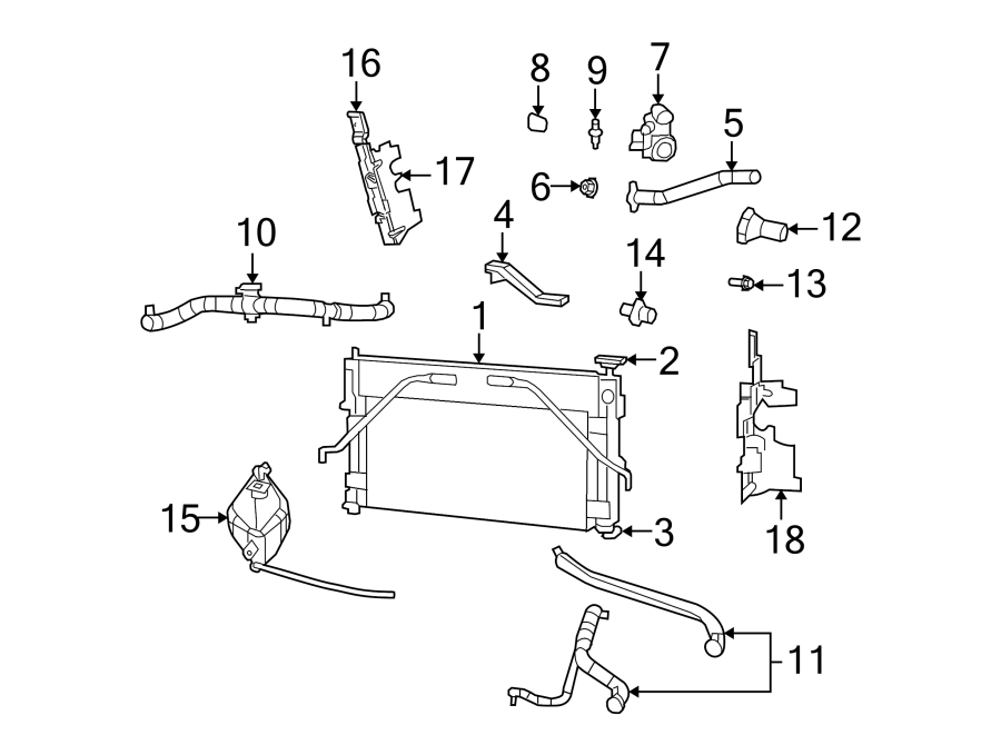 Diagram Radiator & components. for your 2013 Jeep Wrangler   