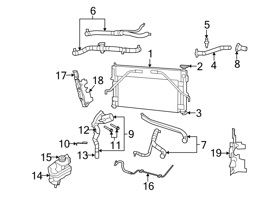 Diagram RADIATOR & COMPONENTS. for your 2016 Ram 2500 6.7L 6 cylinder DIESEL M/T RWD Tradesman Crew Cab Pickup Fleetside 