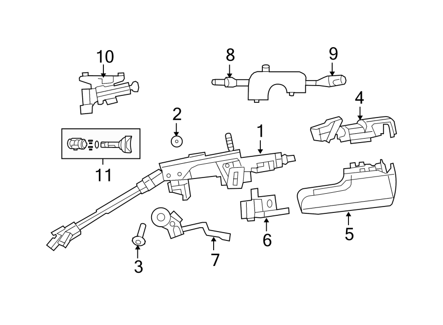 11STEERING COLUMN COMPONENTS.https://images.simplepart.com/images/parts/motor/fullsize/PM08405.png