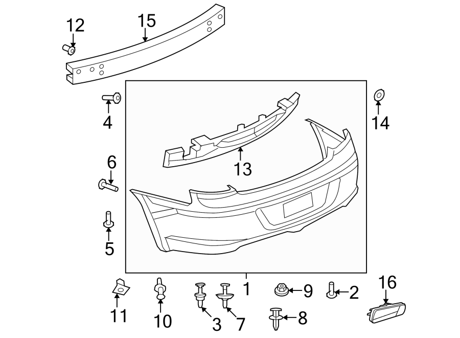 Diagram REAR BUMPER. BUMPER & COMPONENTS. for your 2017 Chrysler 200   