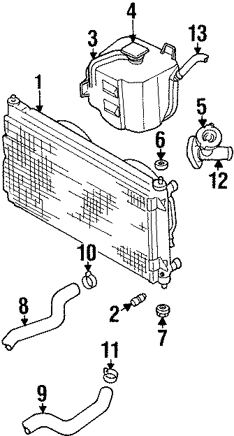 Diagram RADIATOR & COMPONENTS. for your 1996 Dodge Stratus   