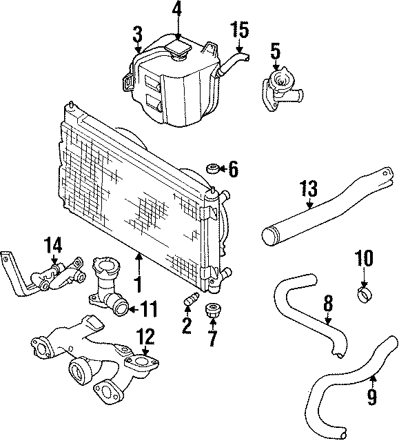 Diagram RADIATOR & COMPONENTS. for your Dodge Stratus  