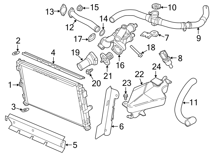 Diagram RADIATOR & COMPONENTS. for your 2013 Jeep Wrangler   