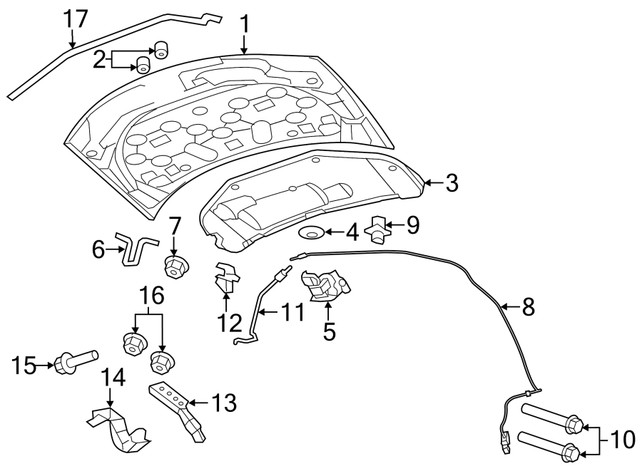 Diagram HOOD & COMPONENTS. for your 2012 Chrysler 200 Touring Sedan 2.4L PZEV A/T 