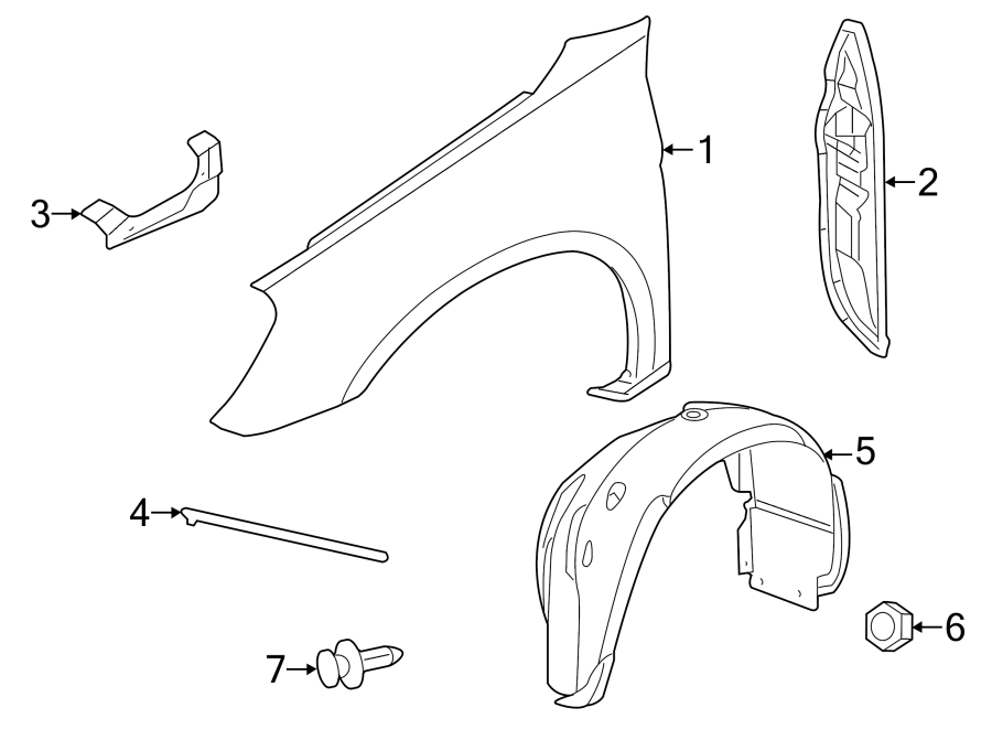 Diagram FENDER & COMPONENTS. for your 2014 Chrysler 200 Touring Sedan 3.6L Pentastar V6 FLEX A/T 