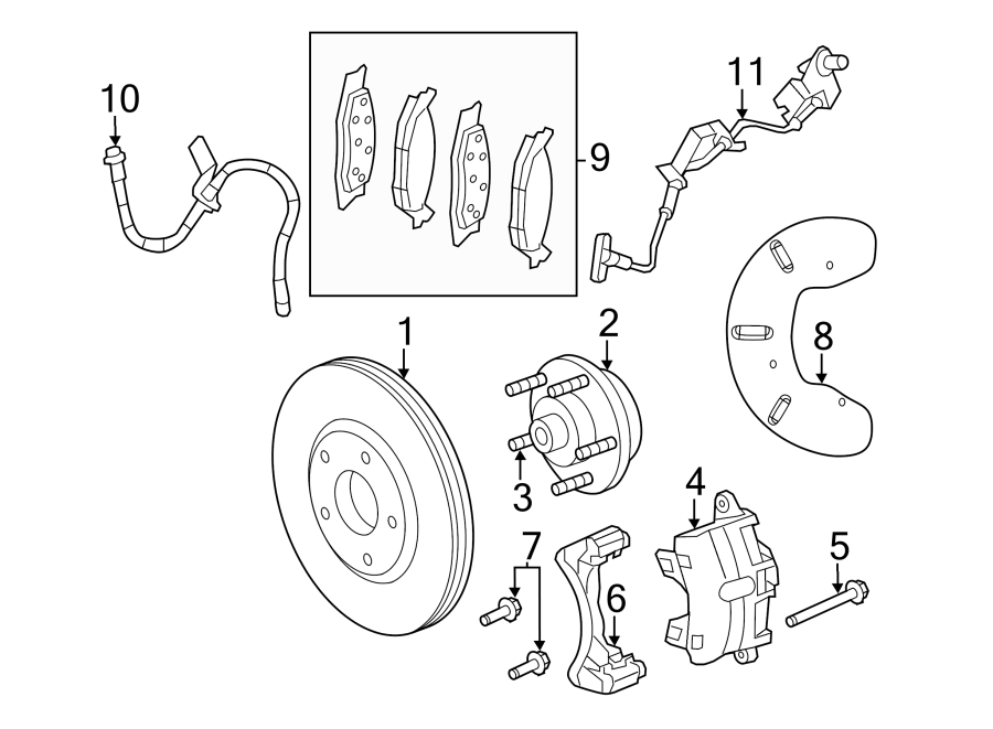 Diagram FRONT SUSPENSION. BRAKE COMPONENTS. for your 2017 Ram ProMaster 3500 3.6L Pentastar V6 FLEX A/T Base Standard Cargo Van 