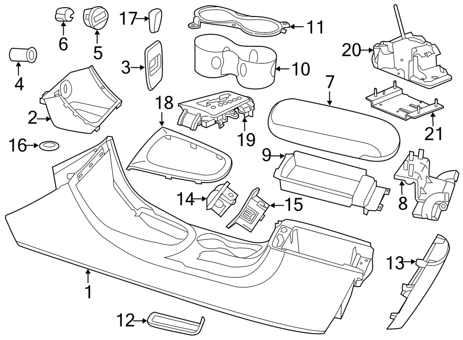 Diagram CONSOLE. for your 2013 Chrysler 200 LX Sedan 2.4L PZEV A/T 