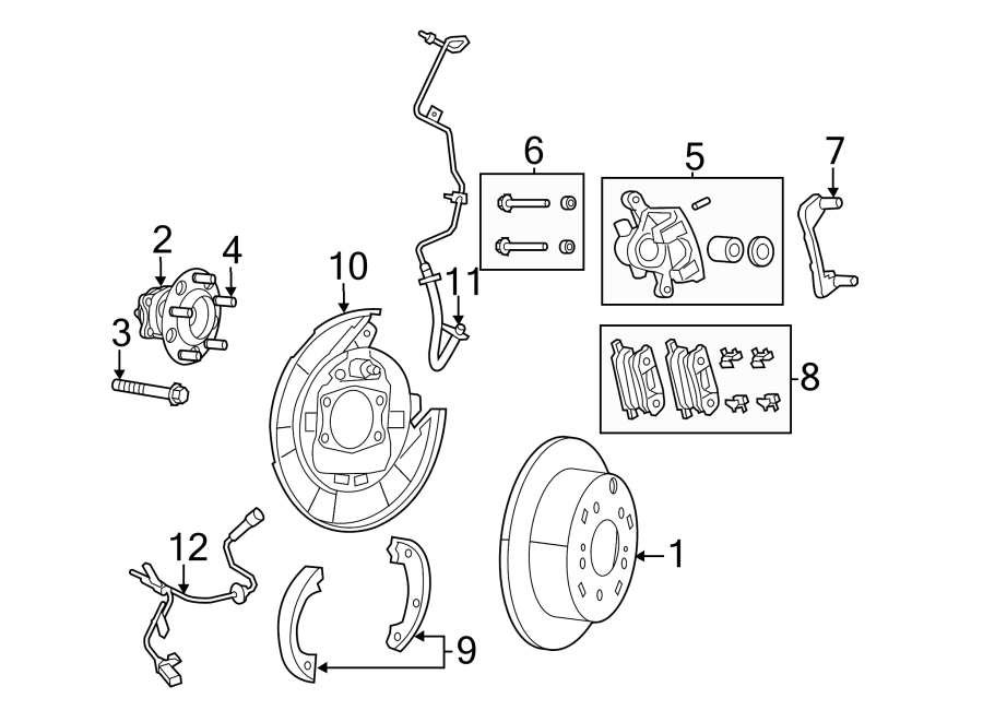 Diagram REAR SUSPENSION. BRAKE COMPONENTS. for your 2012 Chrysler 200 Touring Sedan 3.6L Pentastar V6 FLEX A/T 