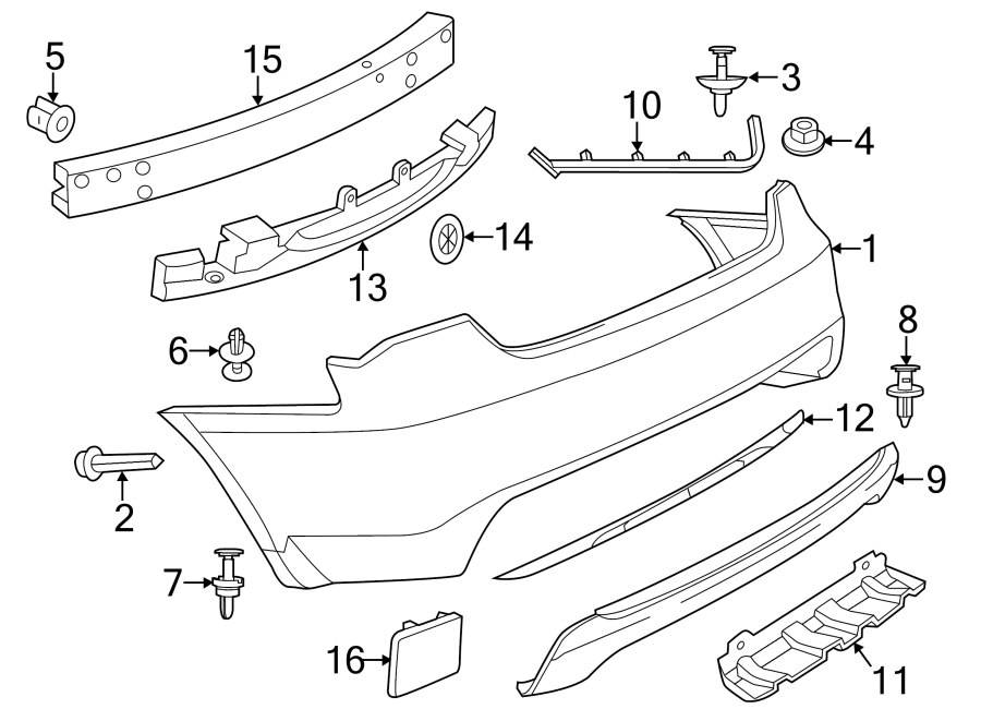 REAR BUMPER. BUMPER & COMPONENTS.