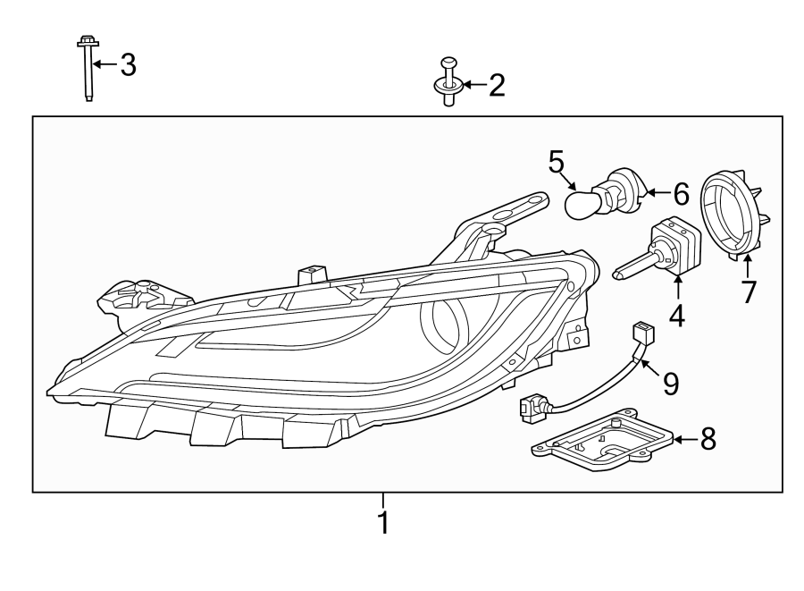 Diagram FRONT LAMPS. HEADLAMP COMPONENTS. for your Chrysler 200  