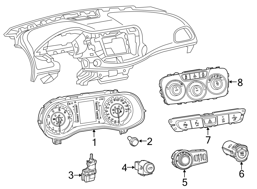 INSTRUMENT PANEL. CLUSTER & SWITCHES.