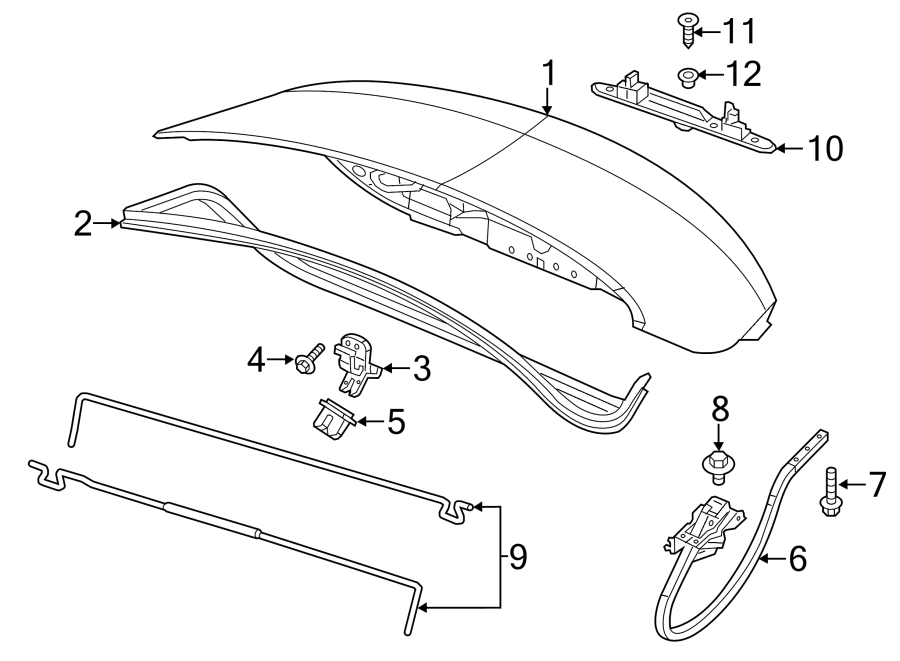 Diagram TRUNK LID. LID & COMPONENTS. for your Chrysler 200  