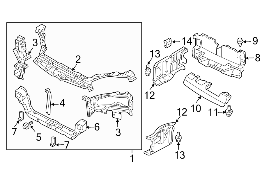 Diagram RADIATOR SUPPORT. for your 2014 Chrysler 200   