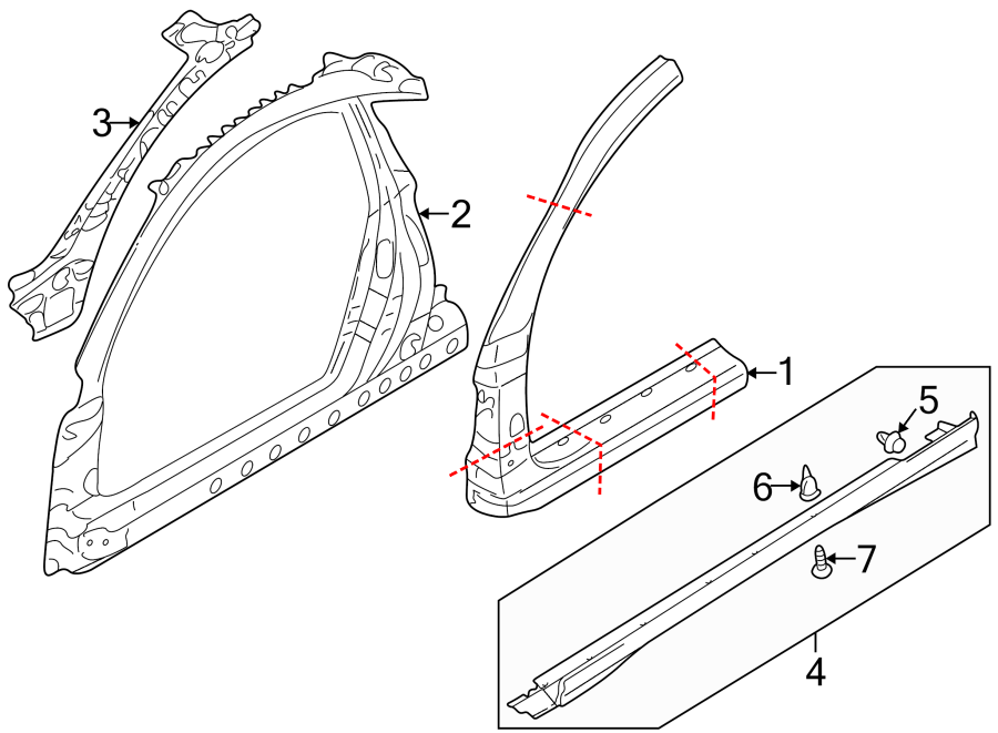 7PILLARS. ROCKER & FLOOR. EXTERIOR TRIM. HINGE PILLAR.https://images.simplepart.com/images/parts/motor/fullsize/PT01405.png