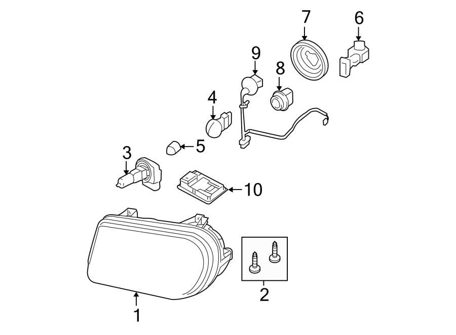 Diagram FRONT LAMPS. HEADLAMP COMPONENTS. for your 2004 Chrysler Concorde   