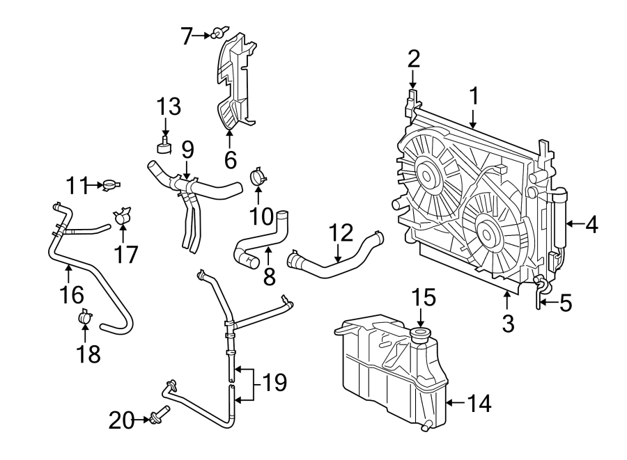 Diagram RADIATOR & COMPONENTS. for your 2020 Jeep Wrangler   