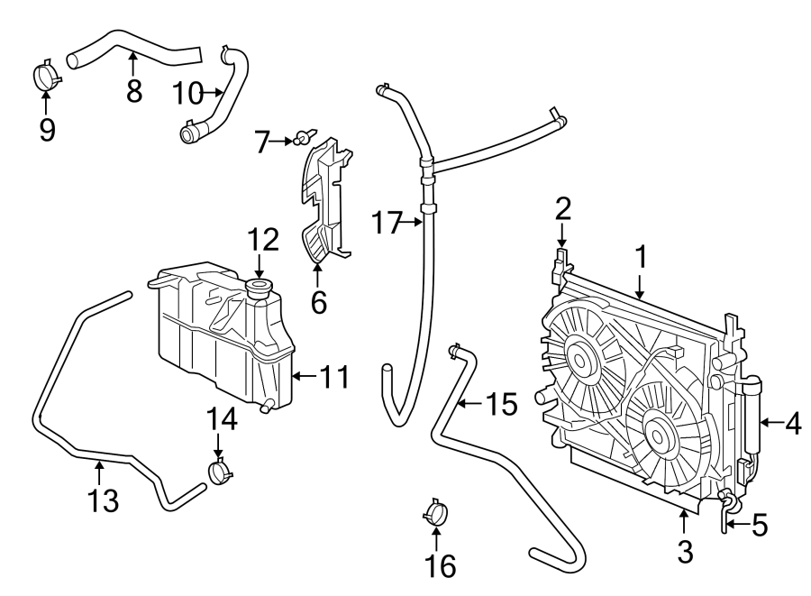 Diagram RADIATOR & COMPONENTS. for your 2018 Ram 2500 6.7L 6 cylinder DIESEL M/T RWD Tradesman Crew Cab Pickup Fleetside 