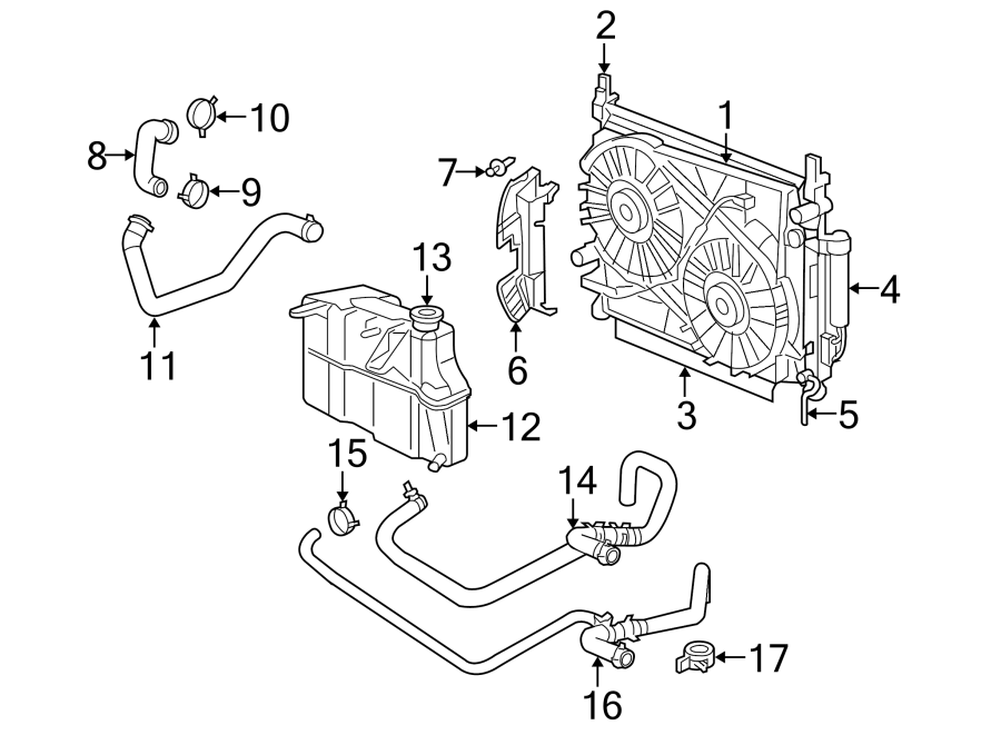 Diagram RADIATOR & COMPONENTS. for your 2018 Ram 2500 6.7L 6 cylinder DIESEL M/T RWD Tradesman Crew Cab Pickup Fleetside 