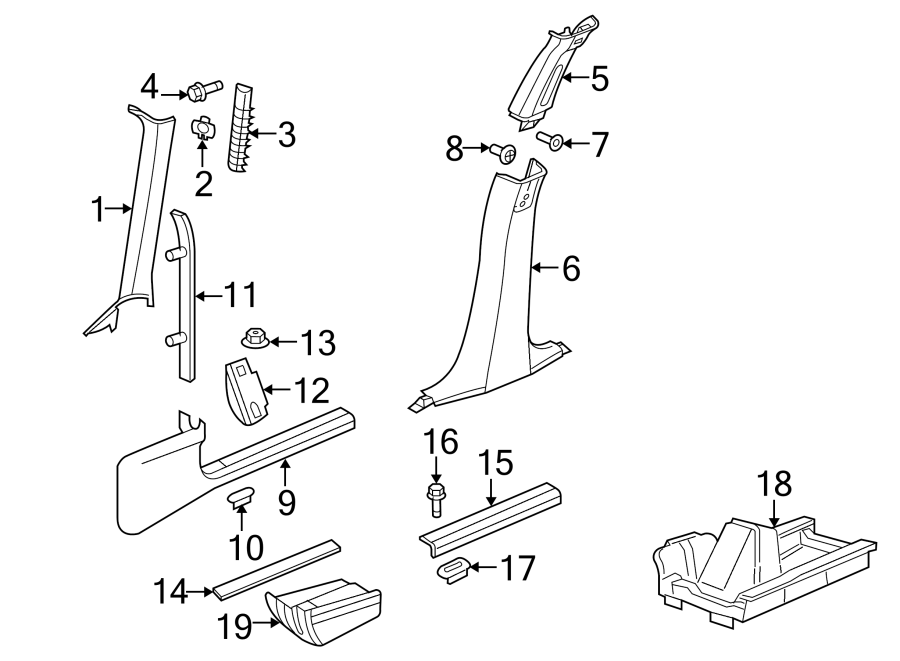 Diagram PILLARS. ROCKER & FLOOR. INTERIOR TRIM. for your 2017 Ram ProMaster 3500   