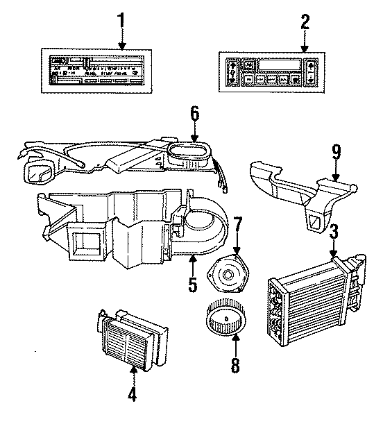 AIR CONDITIONER & HEATER. EVAPORATOR & HEATER COMPONENTS.