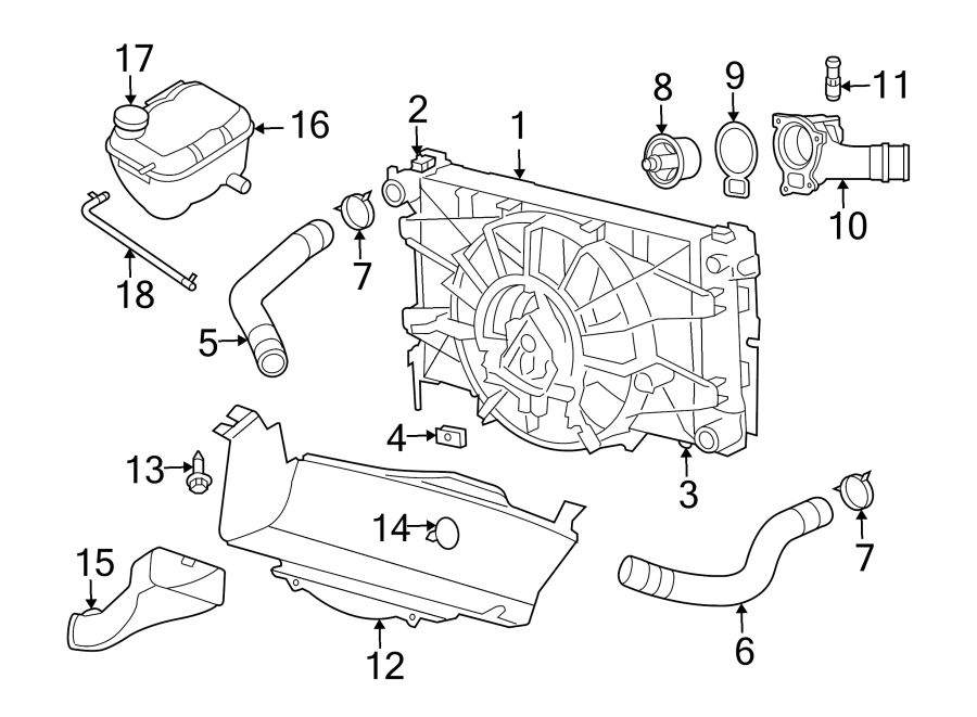 Diagram RADIATOR & COMPONENTS. for your 2016 Jeep Wrangler   