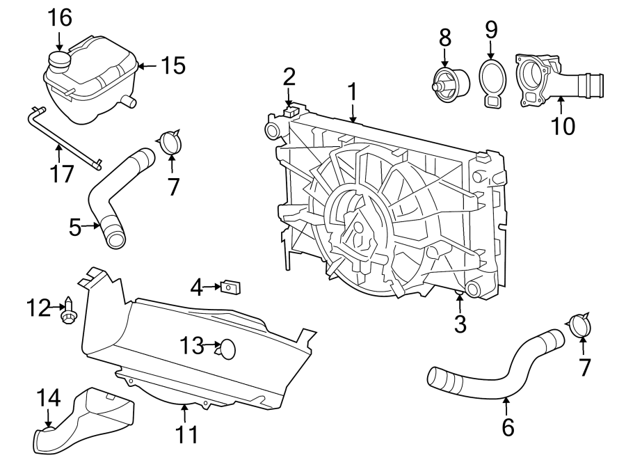 Diagram RADIATOR & COMPONENTS. for your 2020 Jeep Wrangler   