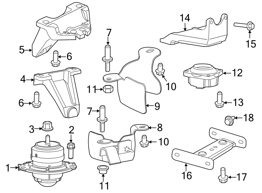 Diagram ENGINE & TRANS MOUNTING. for your 2017 Dodge Challenger 6.2L HEMI V8 A/T RWD SRT Hellcat Coupe 