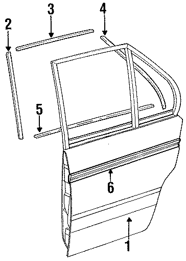 REAR DOOR. DOOR & COMPONENTS. EXTERIOR TRIM. Diagram