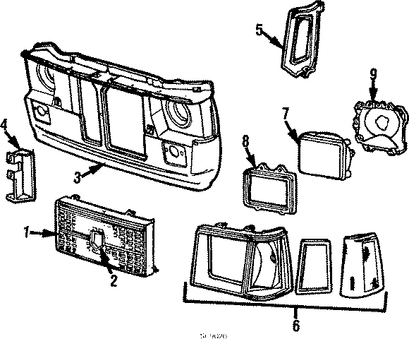 Diagram GRILLE & LAMPS. HEADLAMPS. for your 1984 Dodge Charger 1.6L A/T Base Hatchback 