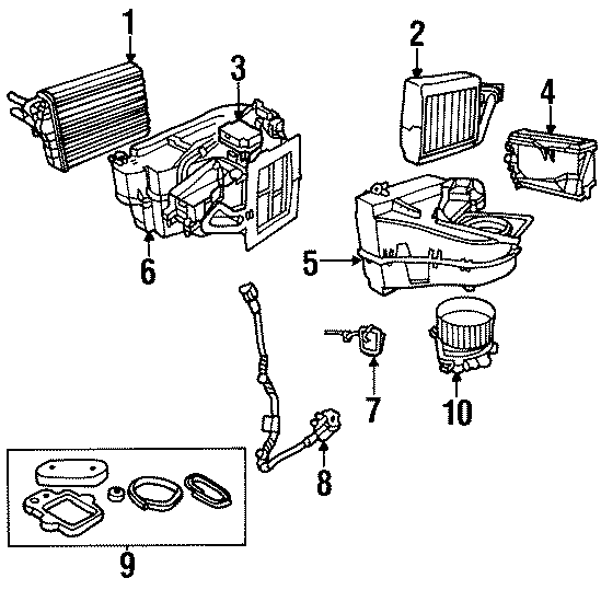 AIR CONDITIONER & HEATER. BLOWER MOTOR & FAN. EVAPORATOR & HEATER COMPONENTS.