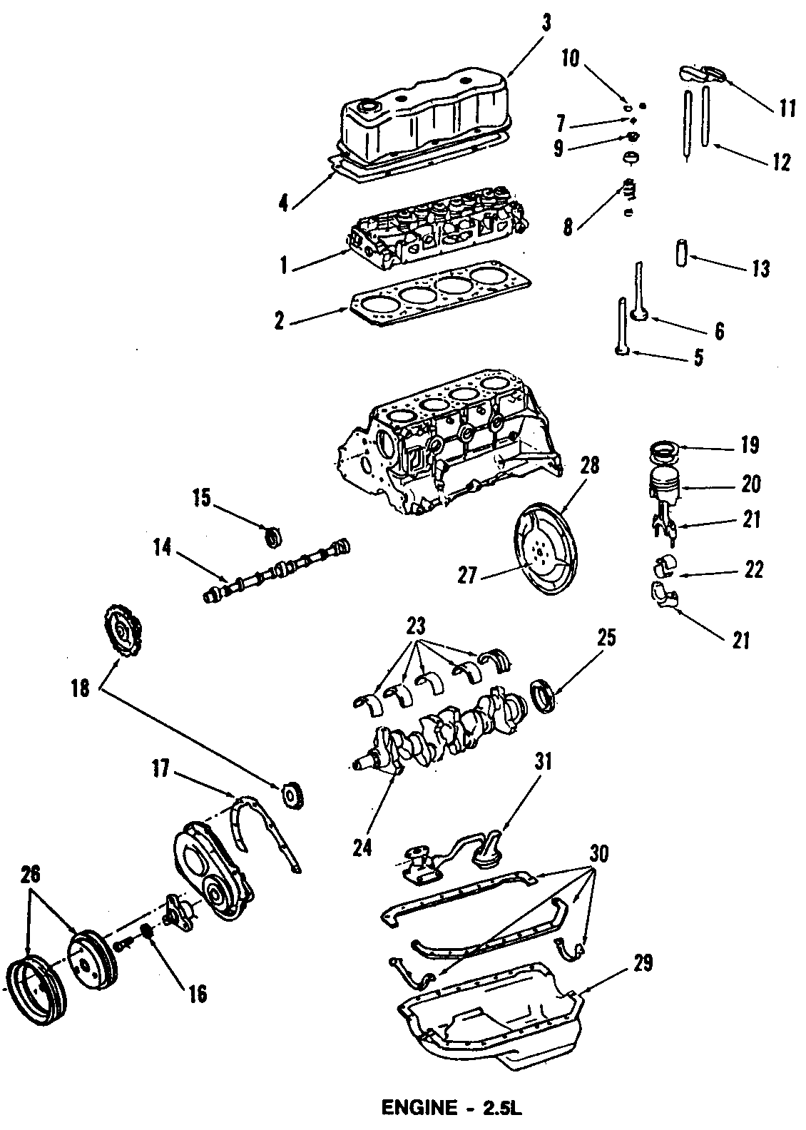 Diagram CAMSHAFT & TIMING. CRANKSHAFT & BEARINGS. CYLINDER HEAD & VALVES. LUBRICATION. MOUNTS. PISTONS. RINGS & BEARINGS. for your 2003 GMC Sonoma SL Standard Cab Pickup Stepside 2.2L Vortec A/T RWD 